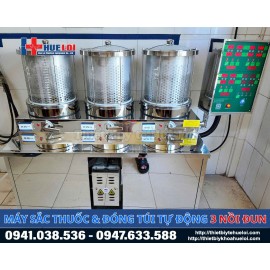 Máy sắc thuốc đóng túi tự động 3 nồi đun Máy sắc thuốc đóng túi tự động 3 nồi đun