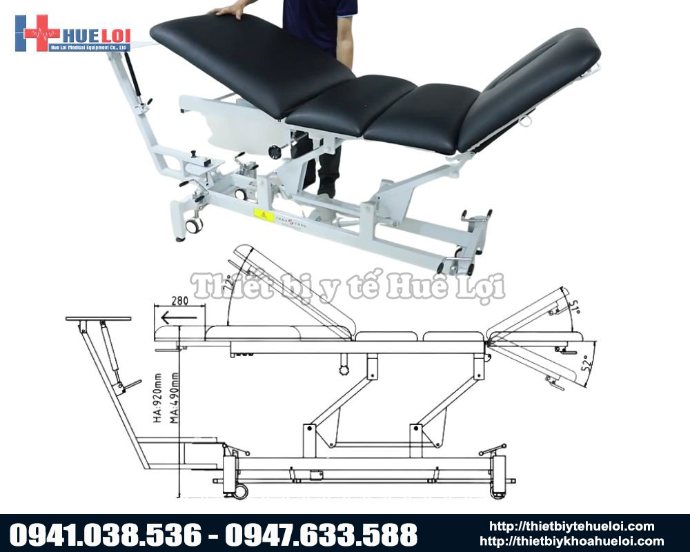 máy kéo giãn cột sống cao cấp nâng hạ bằng điện