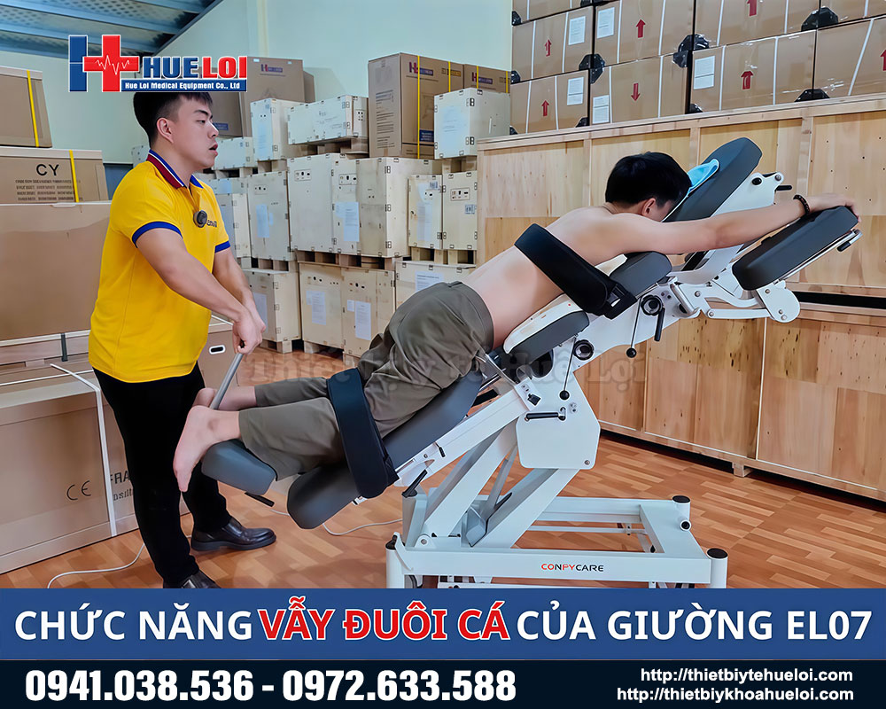 chức năng vẫy đu&ocirc;i c&aacute; của giường t&aacute;c động cột sống EL07