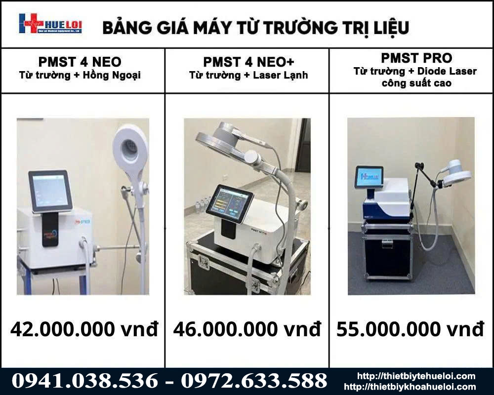 Bảng gi&aacute; m&aacute;y từ trường trị liệu Hu&ecirc; Lợi