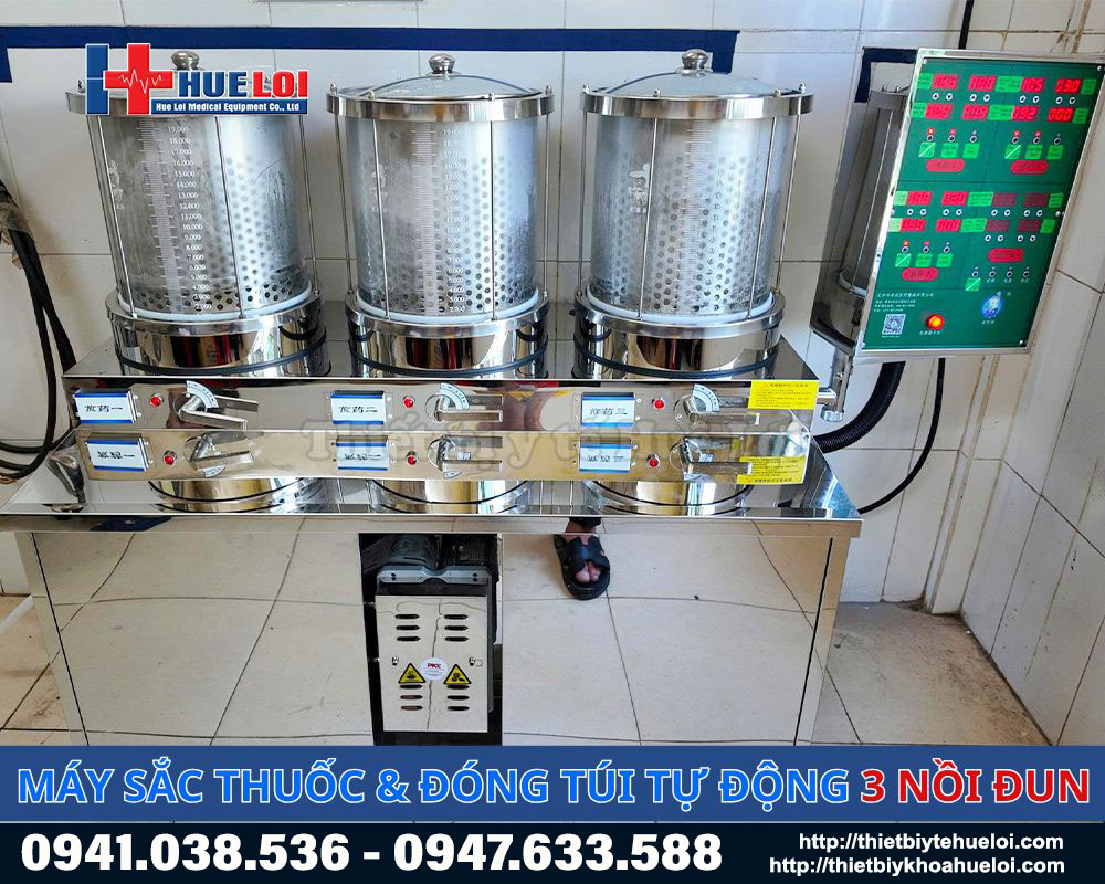 Máy sắc thuốc đóng gói tự động 3 nồi